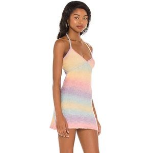 Frankies Bikinis - Debbie Knit Dress in Pink Rainbow - Size Small